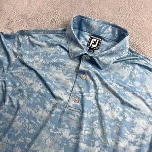 FootJoy Athletic Fit Mens Golf Polo Shirt Light Blue Digital Camo Large